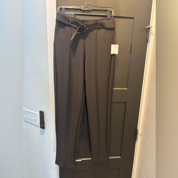 Goldie Byrd Belted Hybrid Pants Golf Straight leg high waist Black Medium NWT - Picture 6 of 14